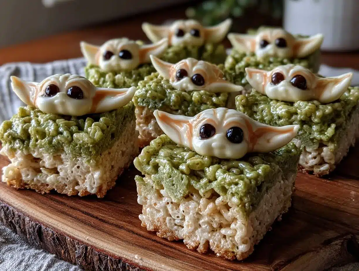 baby yoda matcha rice krispie treats preparation steps