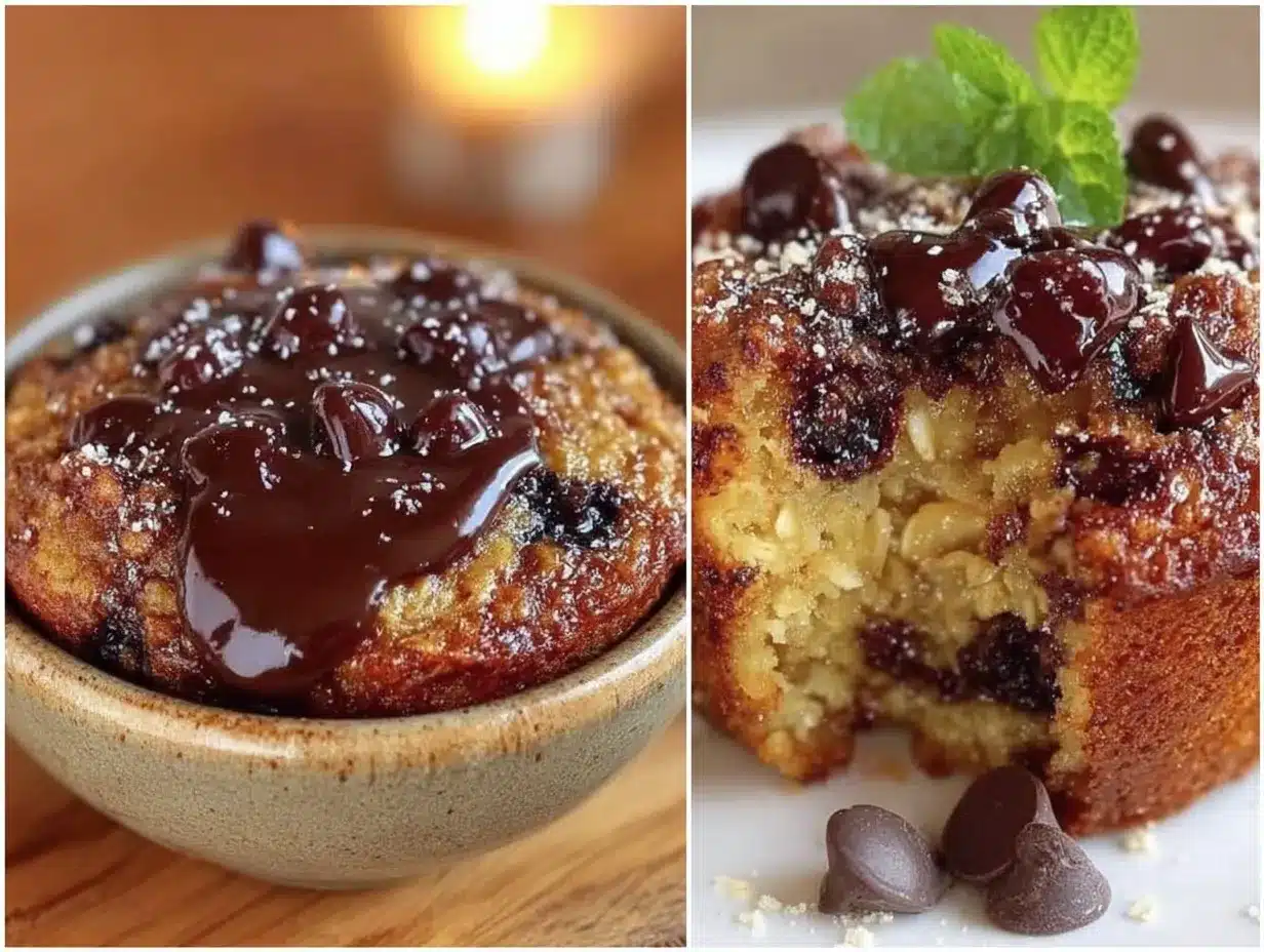 chewy chocolate chip cookie baked oats preparation steps