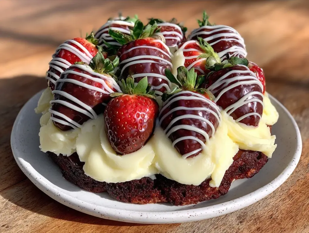 chocolate covered strawberry bouquet cake - featured image