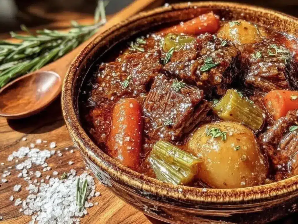 cozy homemade crockpot beef stew - featured image