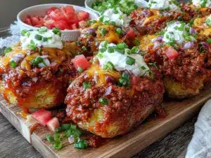 cozy sloppy joe baked potato bar - featured image