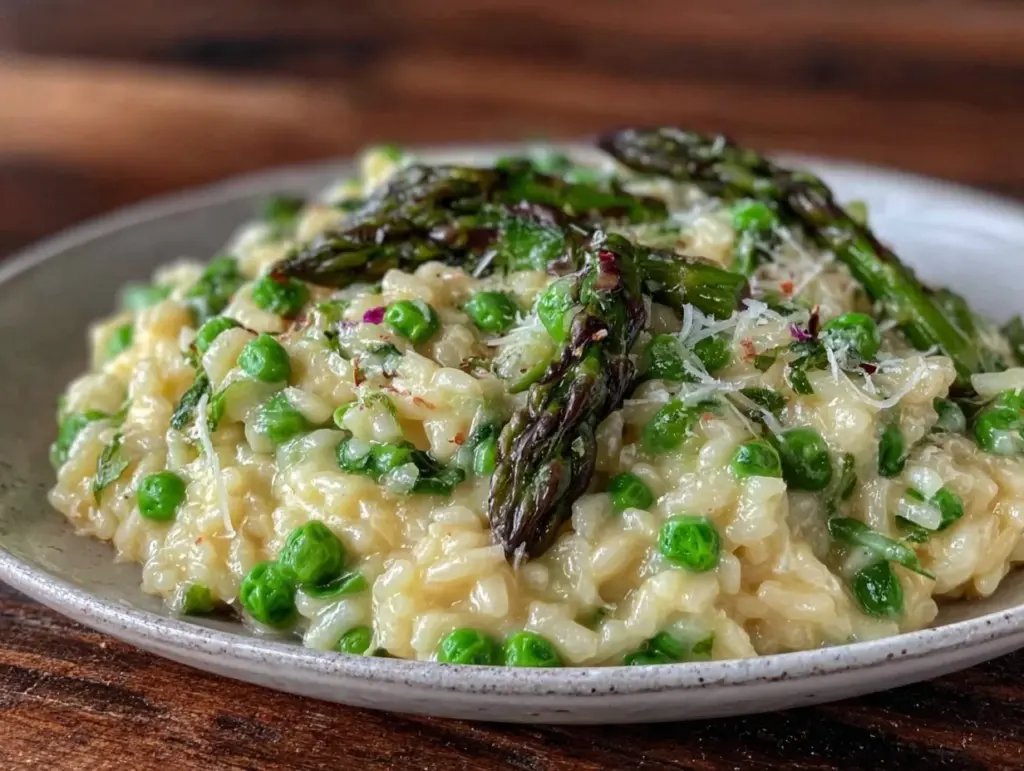 creamy asparagus risotto - featured image