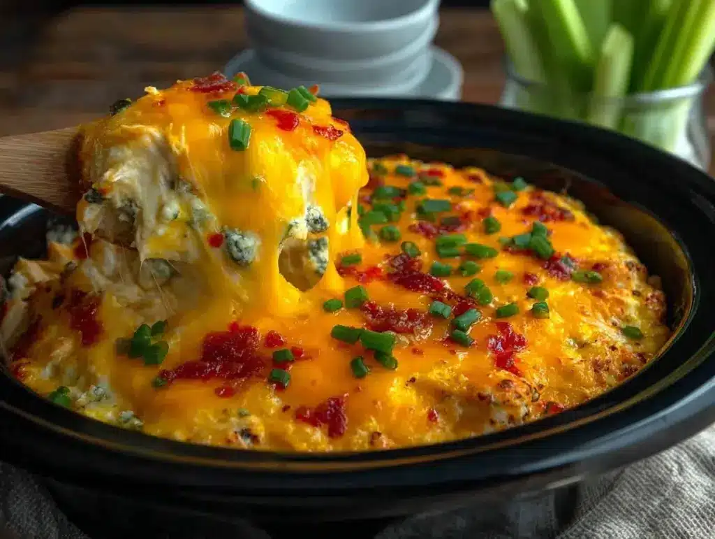 creamy buffalo chicken dip slow cooker - featured image