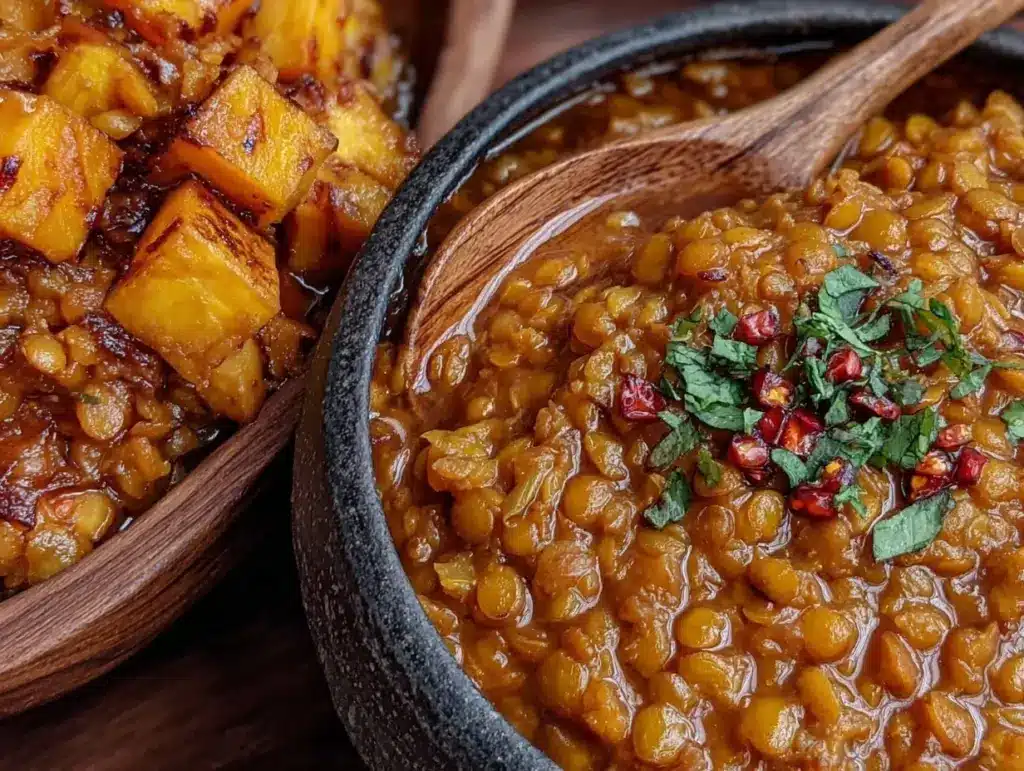 creamy coconut lentil curry - featured image