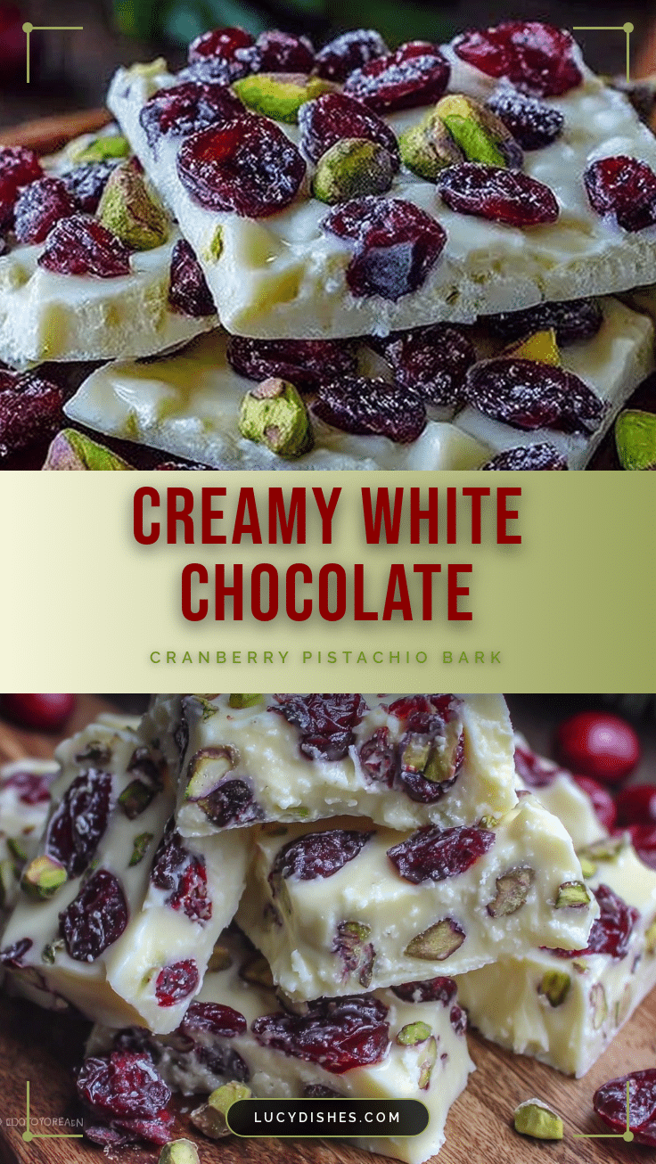 creamy white chocolate cranberry pistachio bark recipe