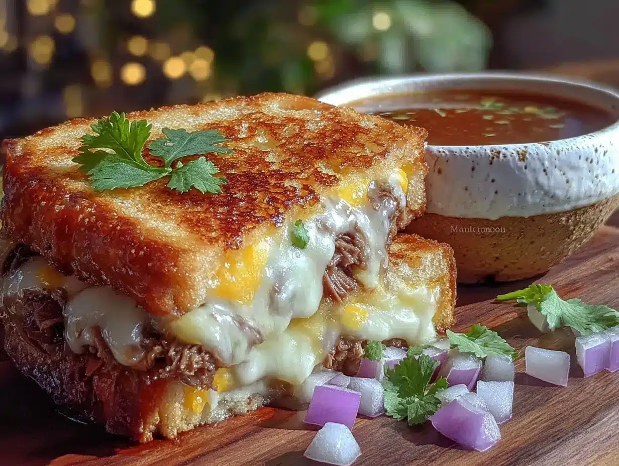 crispy birria grilled cheese preparation steps