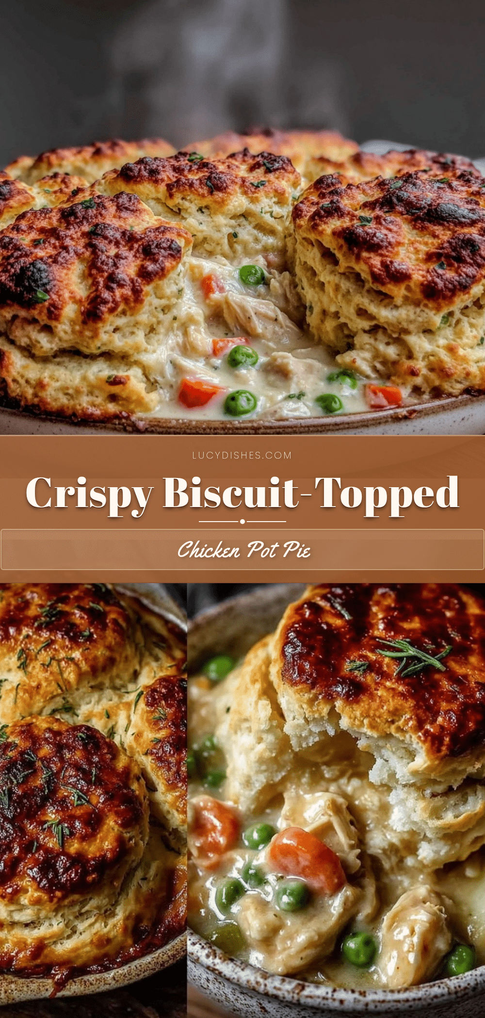 crispy biscuit-topped chicken pot pie casserole recipe
