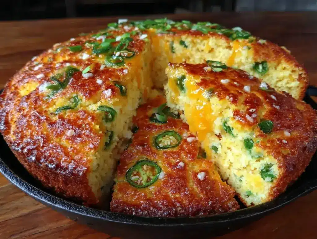 crispy cheddar jalapeño cornbread skillet - featured image