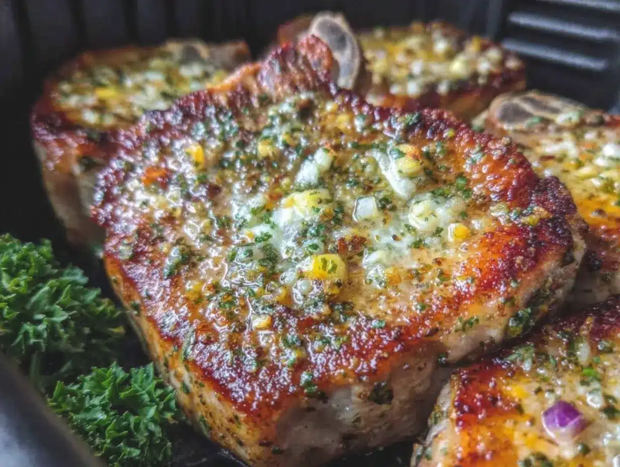 crispy garlic parmesan air fryer pork chops preparation steps