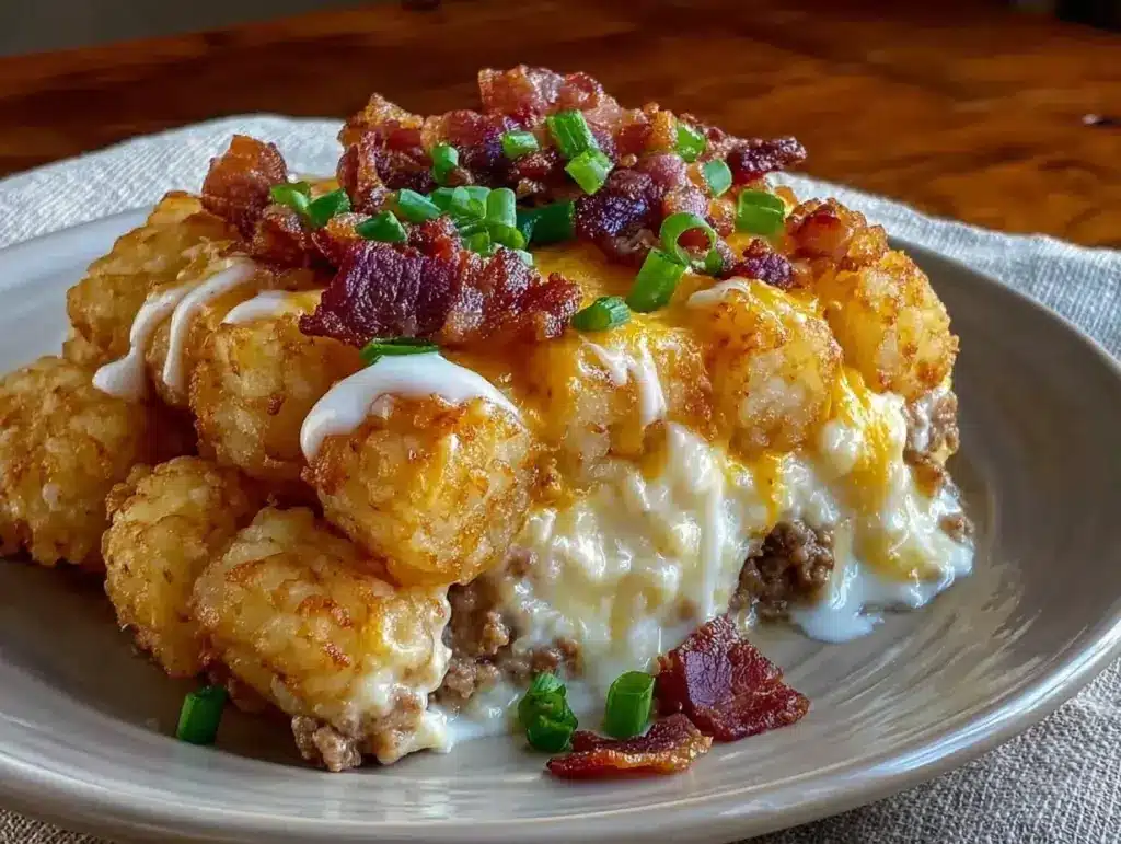 crispy loaded tater tot casserole - featured image