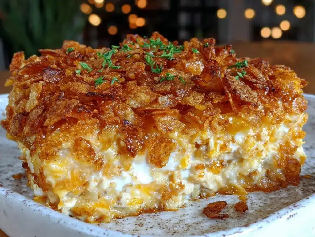 crispy million dollar chicken casserole - featured image