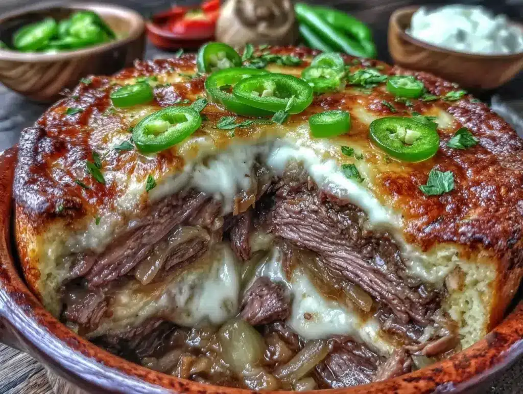 crispy philly cheesesteak casserole - featured image
