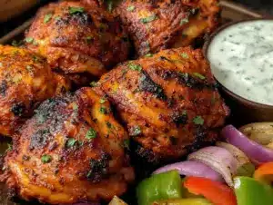crispy sheet pan tandoori chicken thighs - featured image