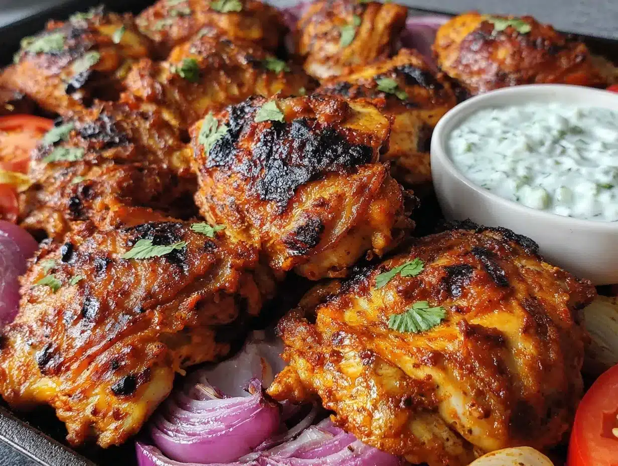 crispy sheet pan tandoori chicken thighs preparation steps