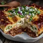 easy cheesy chicken enchilada casserole - featured image