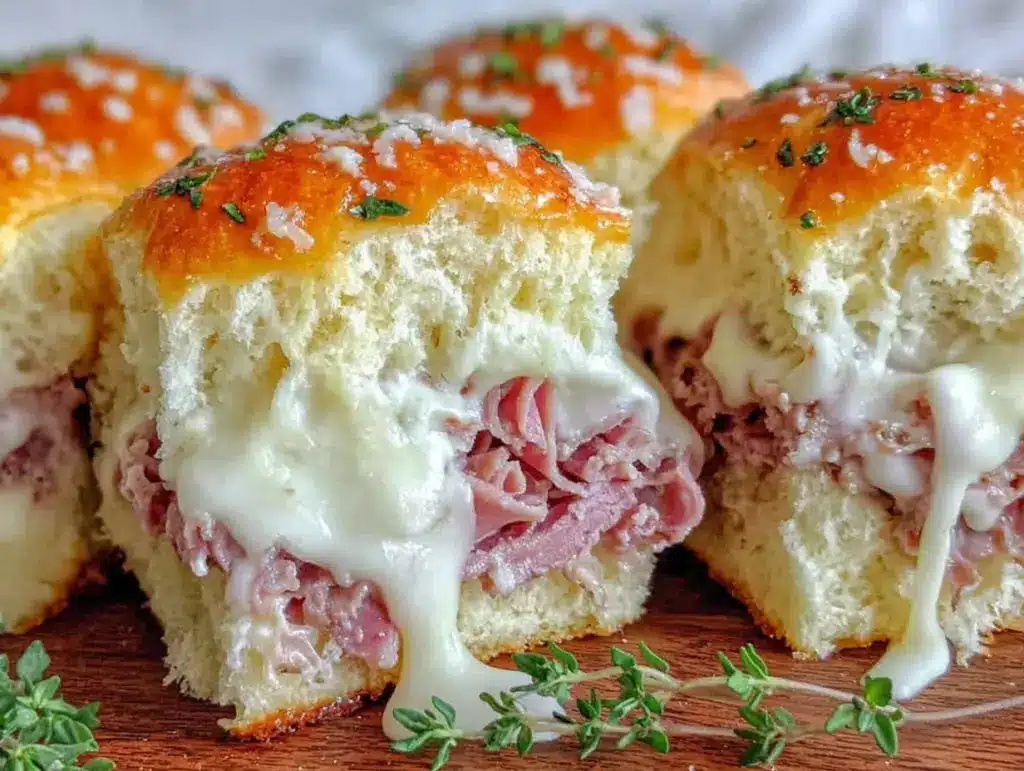 easy cheesy ham sliders - featured image