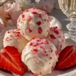 easy creamy strawberry champagne truffles - featured image