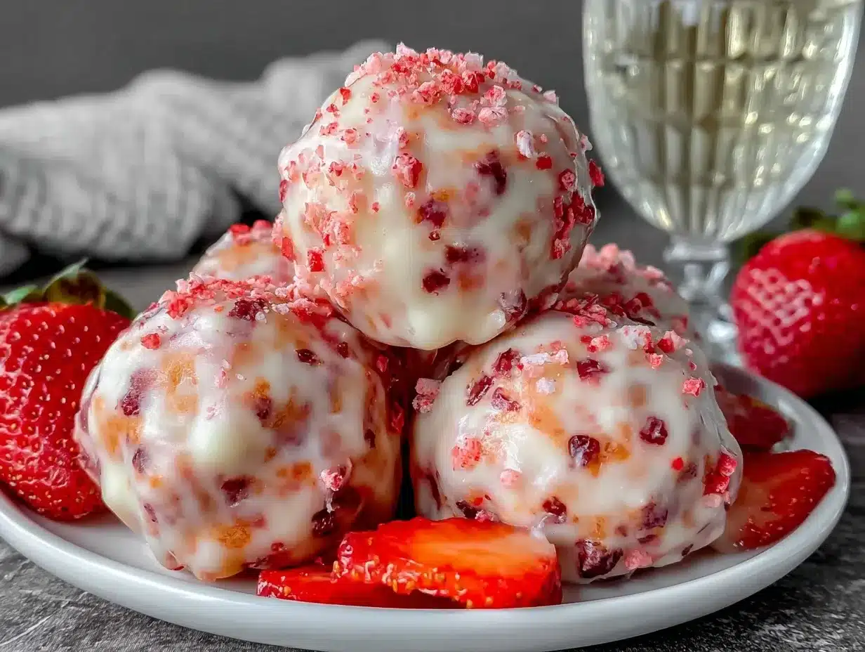 easy creamy strawberry champagne truffles preparation steps