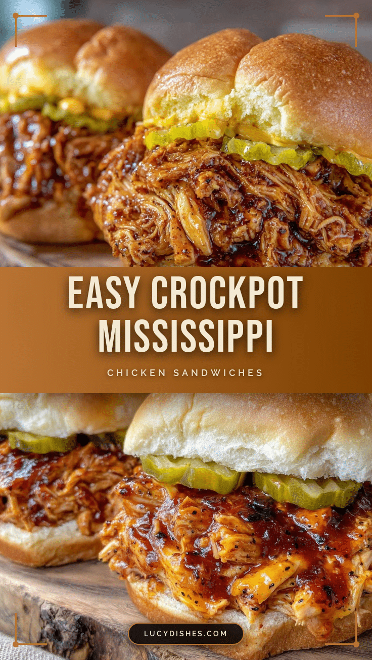 Easy Crockpot Mississippi Chicken Sandwiches recipe