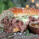 easy slow cooker french dip sandwich - featured image