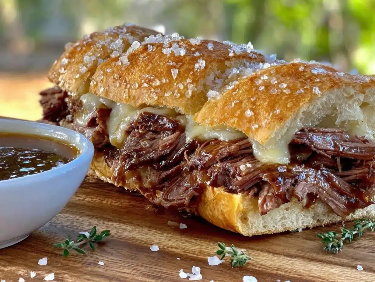easy slow cooker french dip sandwich preparation steps