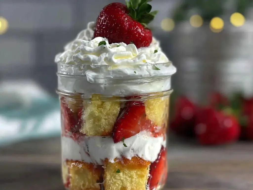 easy strawberry shortcake trifle - featured image