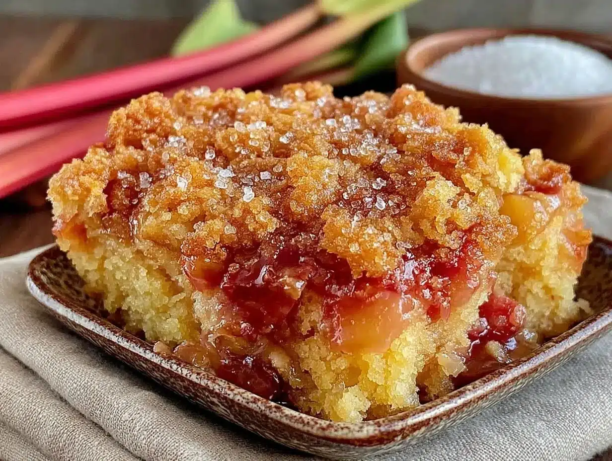 easy tangy rhubarb dump cake preparation steps