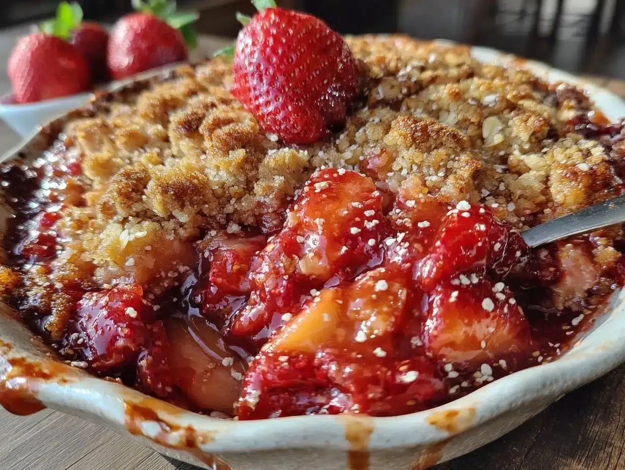 Easy Tangy Strawberry Rhubarb Crisp preparation steps