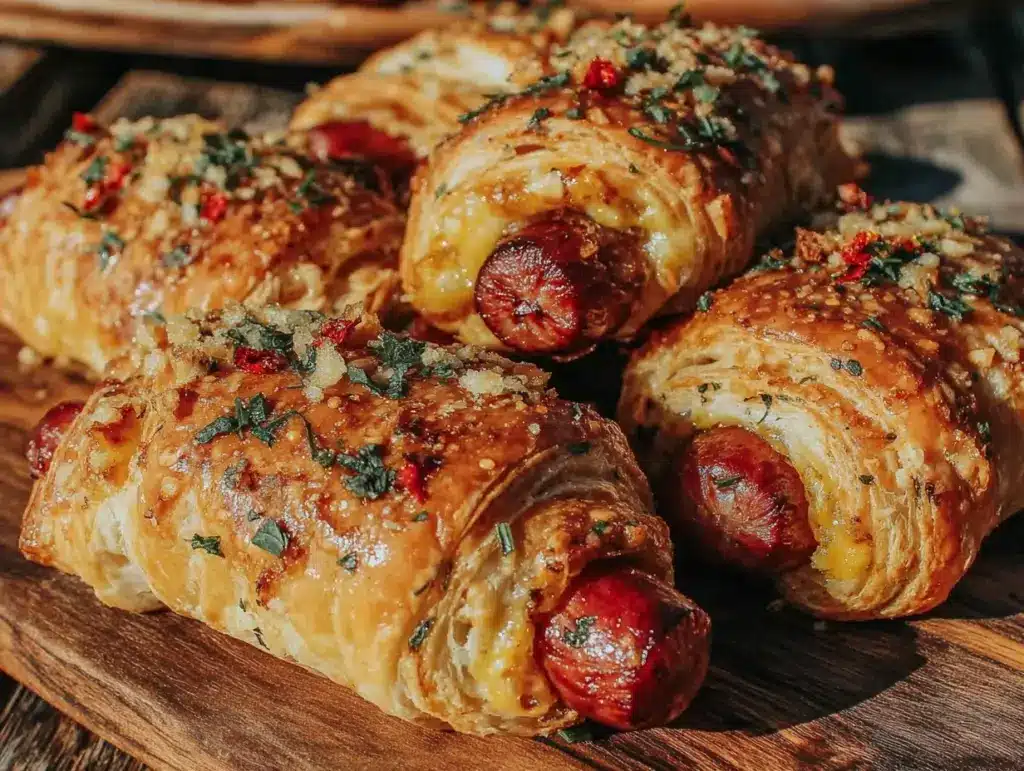 firecracker hot dogs wrapped in puff pastry - featured image