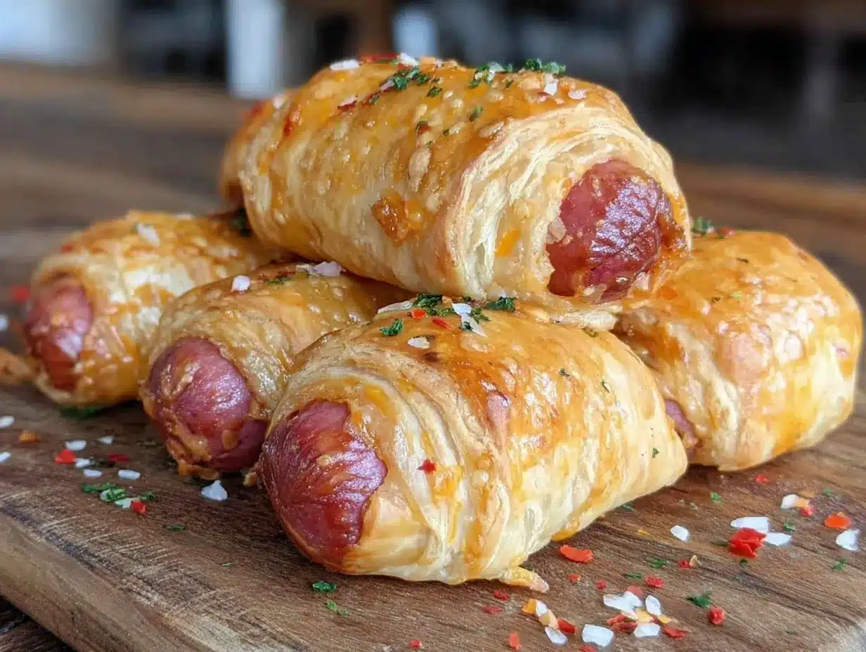 firecracker hot dogs wrapped in puff pastry preparation steps