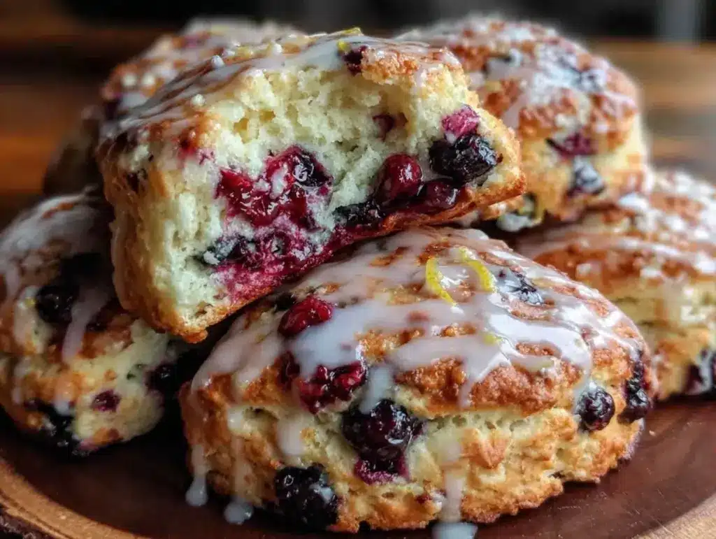 fluffy lemon blueberry scones - featured image