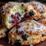 fluffy lemon blueberry scones - featured image