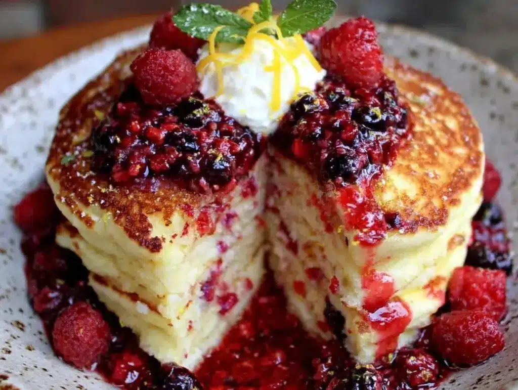 fluffy lemon ricotta pancakes - featured image