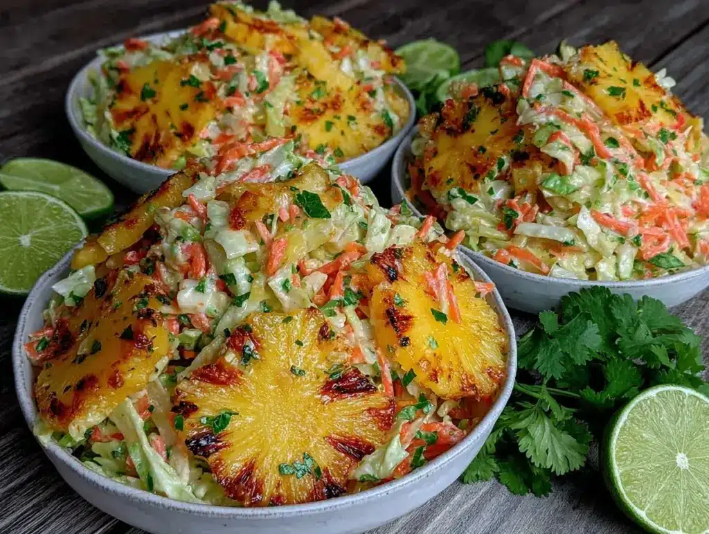 fresh grilled pineapple coleslaw - featured image