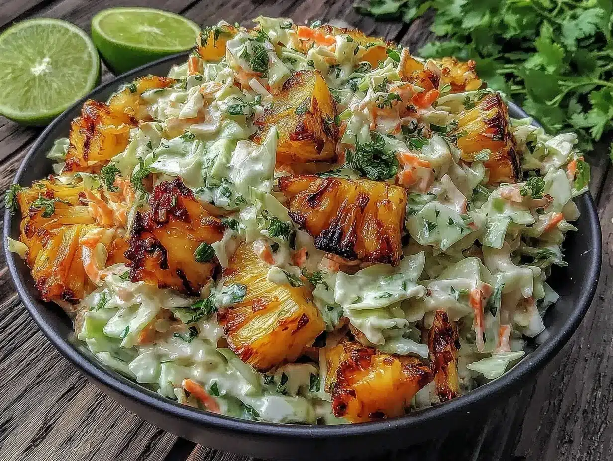 fresh grilled pineapple coleslaw preparation steps