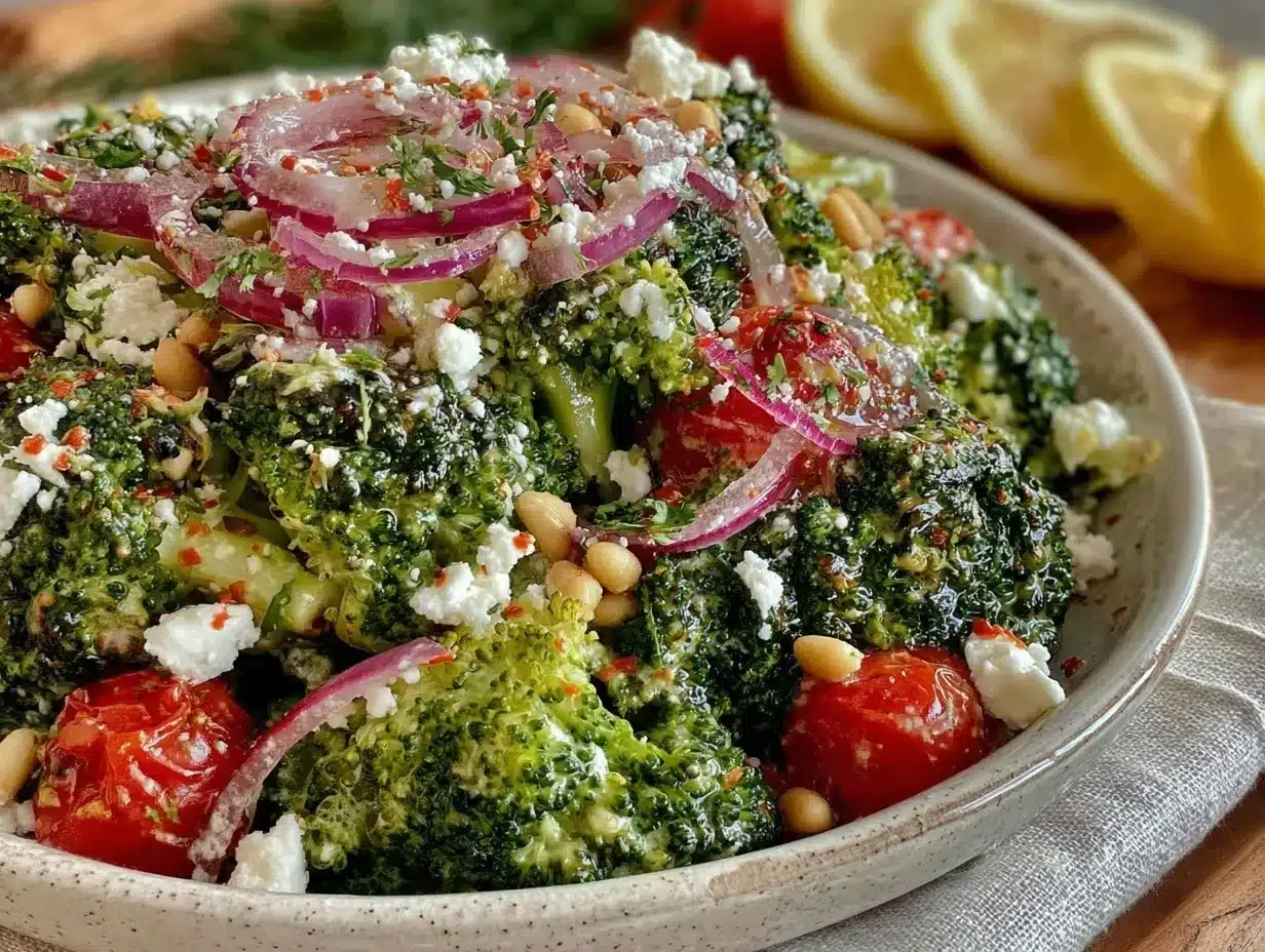 fresh mediterranean broccoli salad preparation steps