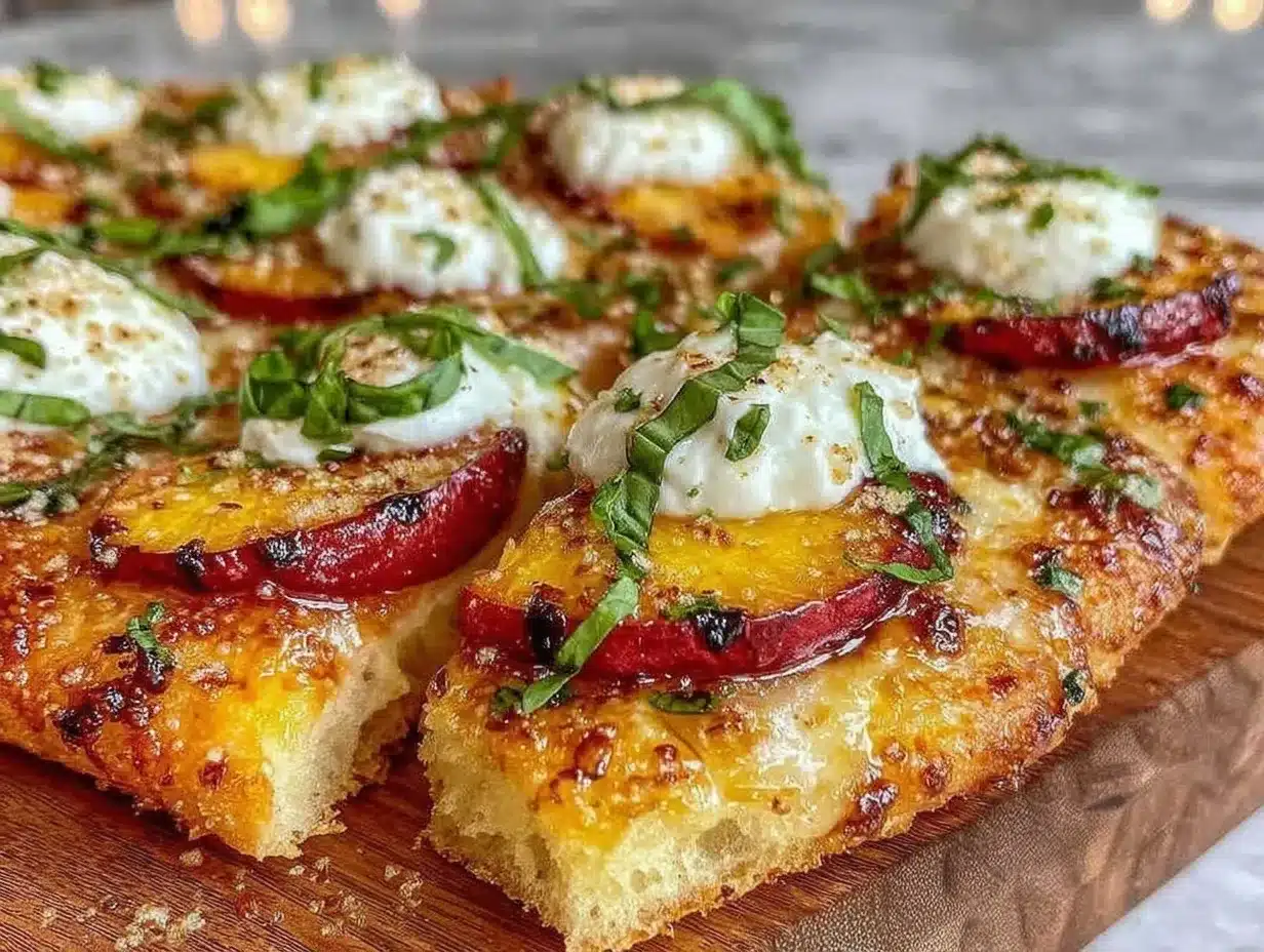 grilled peach and burrata flatbread preparation steps