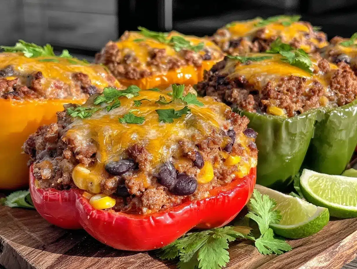 ground turkey taco stuffed peppers preparation steps