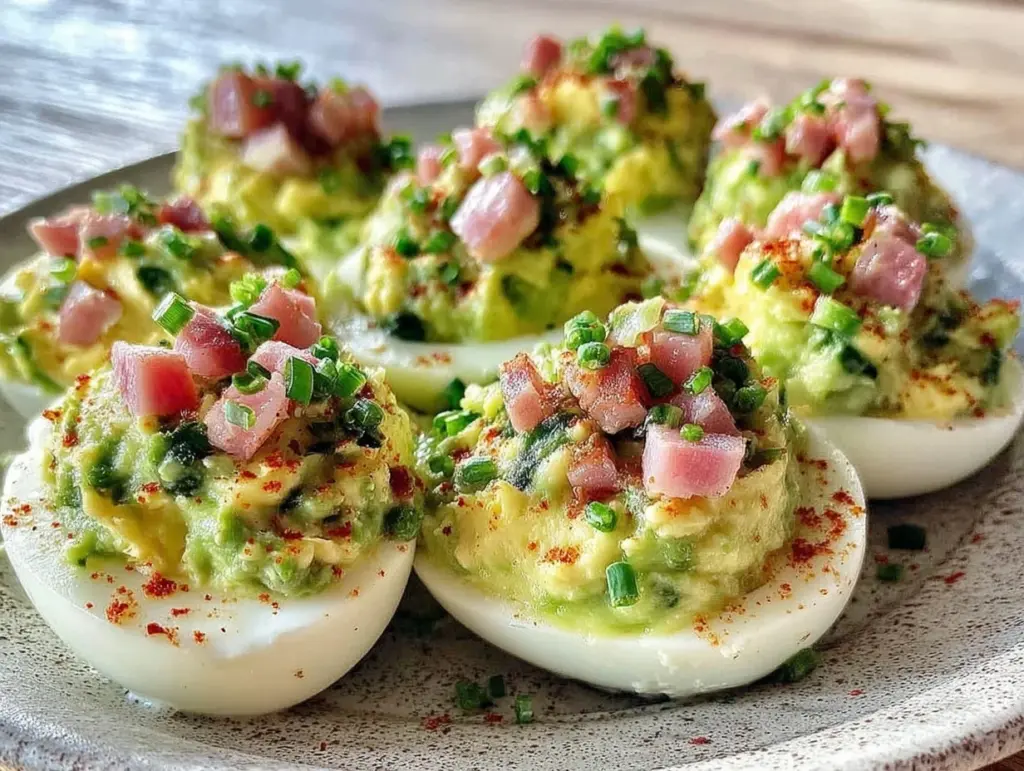 healthy green eggs and ham deviled eggs - featured image