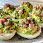 healthy green eggs and ham deviled eggs - featured image