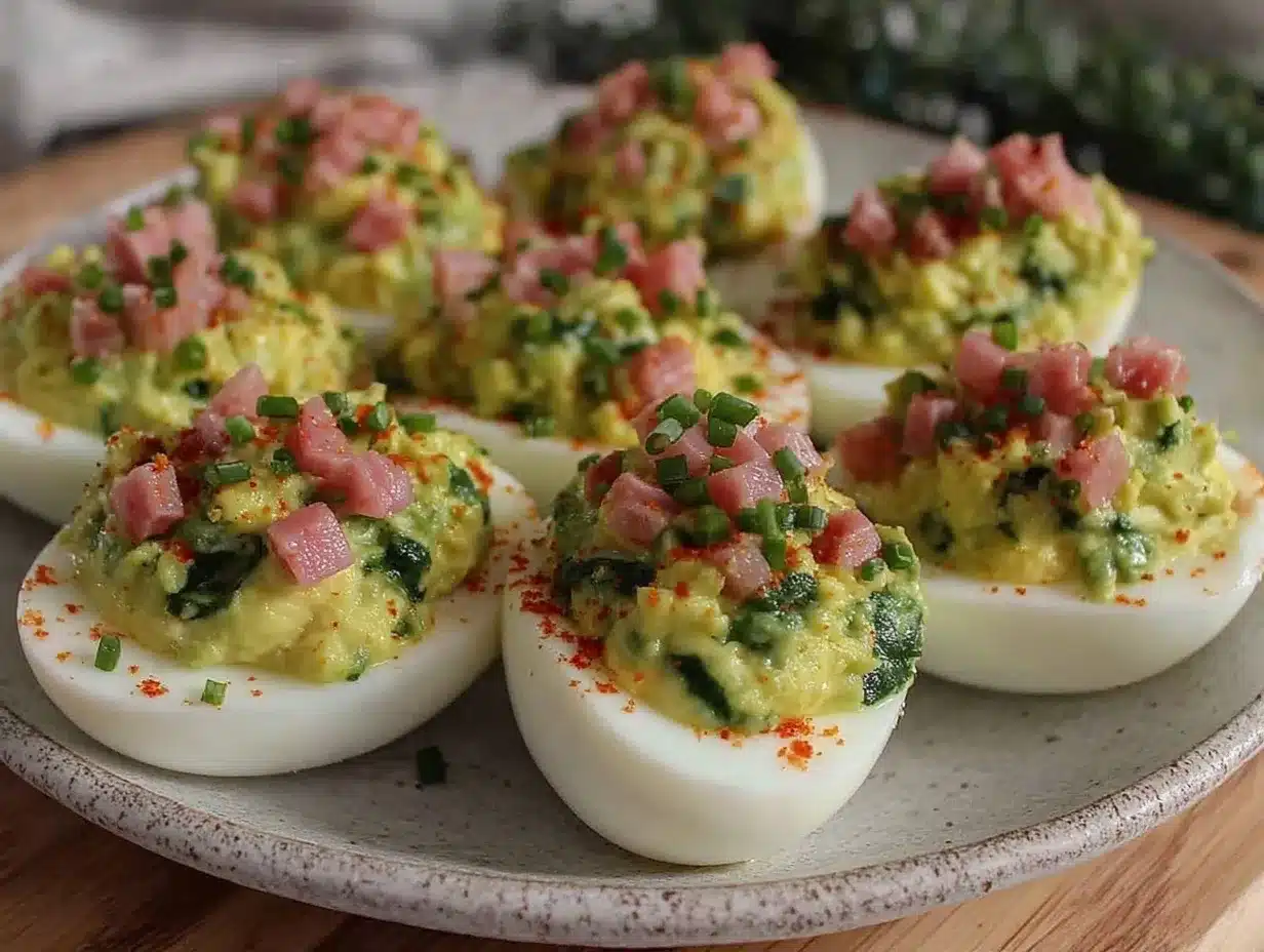 healthy green eggs and ham deviled eggs preparation steps