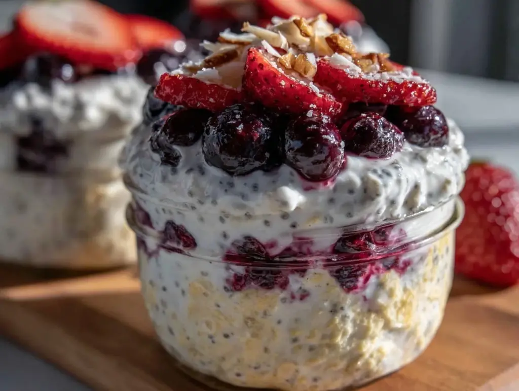 healthy protein overnight oats meal prep - featured image
