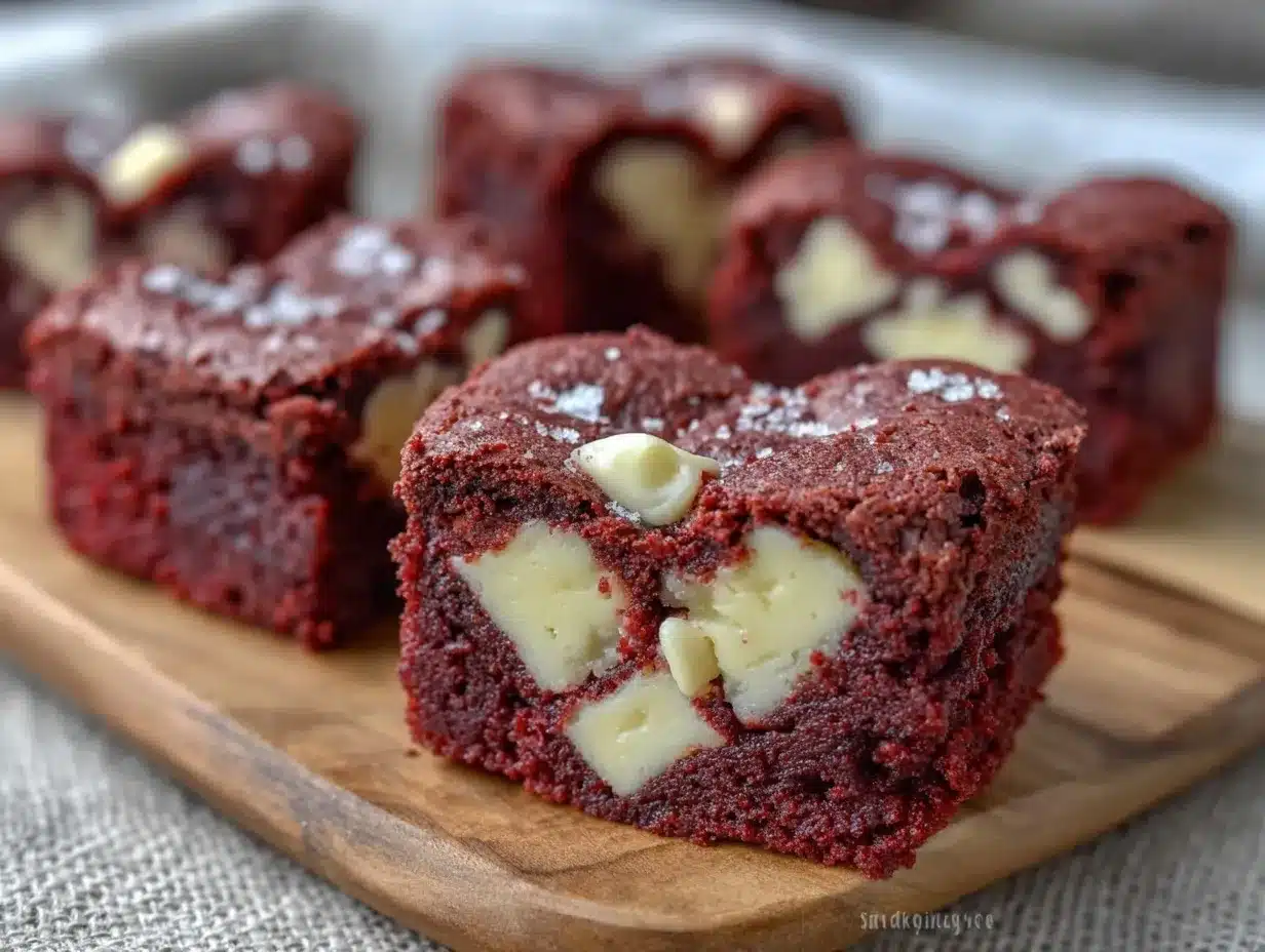 heart-shaped red velvet brownies preparation steps