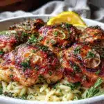 lemon herb chicken orzo - featured image