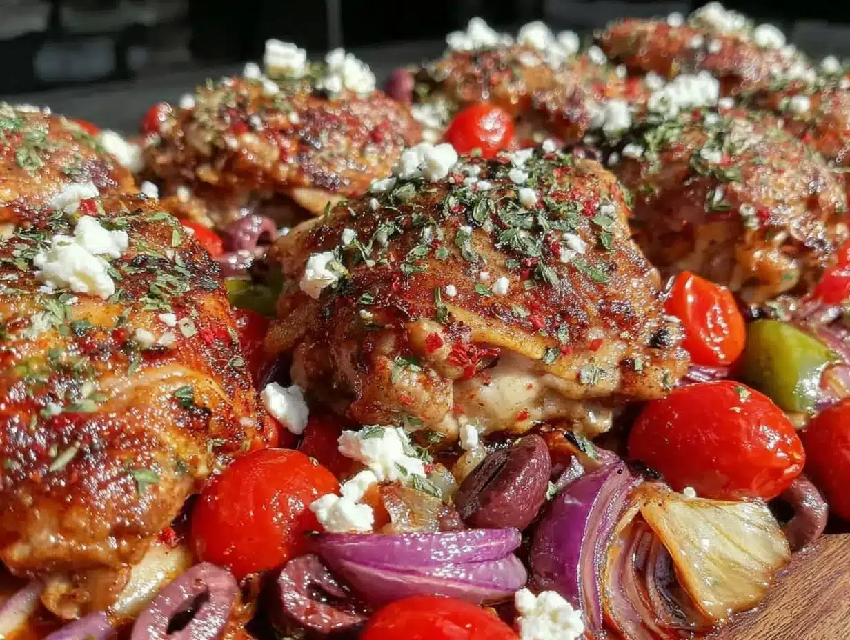 Mediterranean chicken sheet pan dinner preparation steps