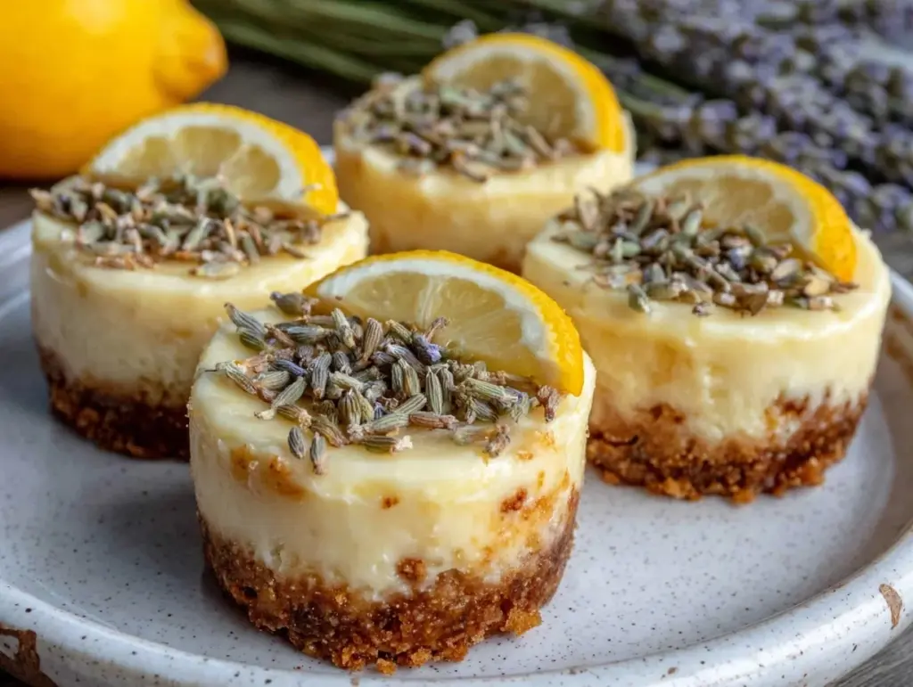 mini lemon lavender cheesecakes - featured image