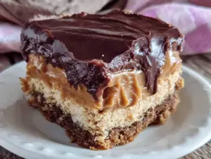 no bake peanut butter chocolate eclair cake - featured image