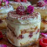 no bake raspberry rose tiramisu - featured image