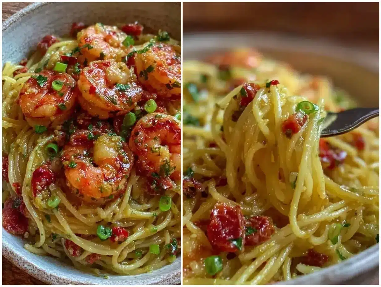 quick garlic butter shrimp pasta preparation steps