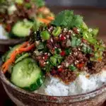 quick savory korean ground beef bowl - featured image